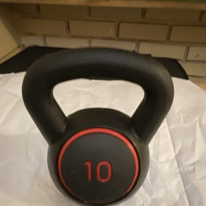 Weider 10 lb Vinyl Kettlebell Black Red Ergonomic Handle Weight Lifting Gym