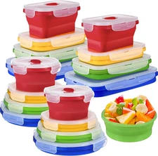 Yaomiao 16 Pack Collapsible Food Storage Containers with Lid Bright Colors 