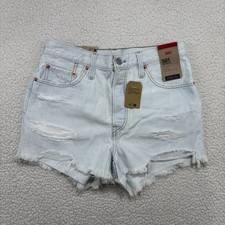 NWT Levis 501 Shorts Size 29 Light Wash High Rise Distressed Festival Cut Off