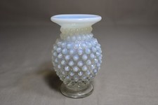 1 FENTON Clear White Opalescent 3 3/4" Tall Vase In The Hobnail Pattern A