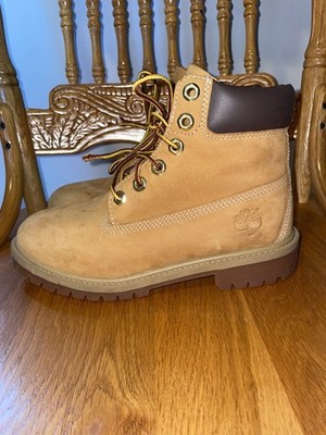  Timberland 6 Inch Premium Boots Wheat Nubuck Youth Boys Size 4 A76121 