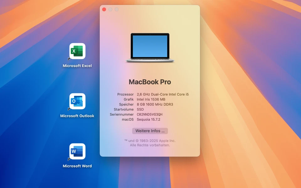 MacBook Pro 13 Retina | 8GB RAM | i5 | 512GB SSD | Sequoia | MS Office 2024 - Bild 2 von 4