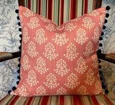 Andrew Martin *SPRIG* Visscose/Linen Cushion Cover/Bobble Trim in Navy 48cm