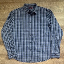 UNTUCKit Wrinkle Free Button Down Shirt XL Regular Blue Plaid Cotton Long Sleeve