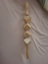 Wood Body Massage Roller Stick Manual Handheld 4 Rollers Legs Back Arms