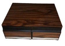 Vintage 2 Drawer VHS Cassette 22 Tape Holder Cabinet Storage Case - Wood Panel