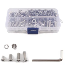 130Pcs Stainless Steel M6 8/12/16/20MM Button Head Socket Cap Screws Nuts Kit m