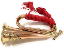 Brass Bugle With Silk Rope Tassel Australian Military Forces Copper Plated Horn