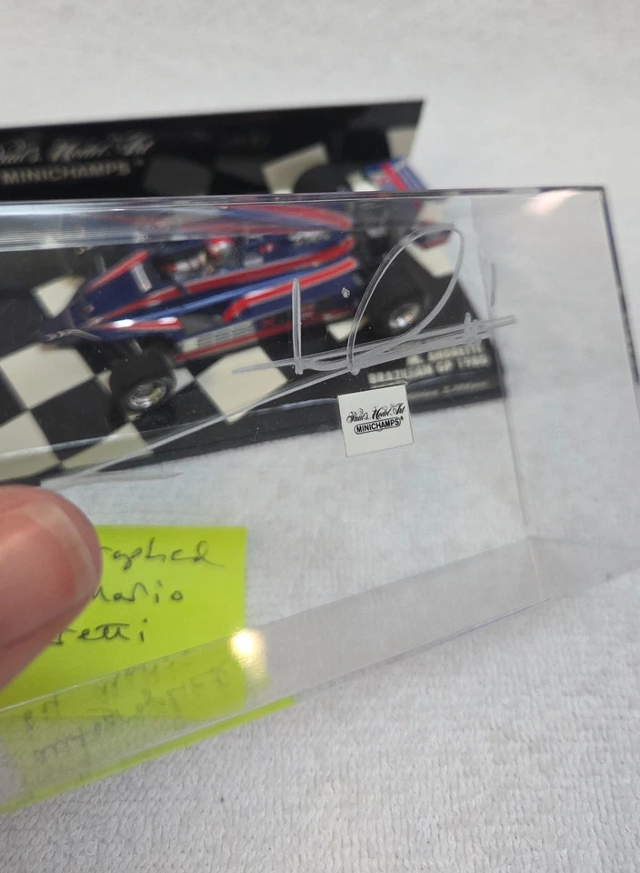 Minichamps 1/43 NEW Lotus Ford 81 signed by Mario Andretti, Brazilian GP 1980 - Image 4 of 4