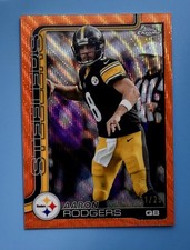 2025 Topps Chrome Football AARON RODGERS Orange Wave Refractor /25 SP #255