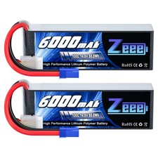 2x Zeee 14.8V 6000mAh 4S Lipo Battery 100C EC5 for RC Car Truck Boat RC Airplane
