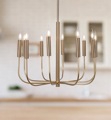 Raya 9-Light Gold Chandelier   Candelabra Style   Modern Elegant Dining Fixture