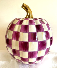 New MACKENZIE-CHILDS Plum Check Small 8" tall Pumpkin