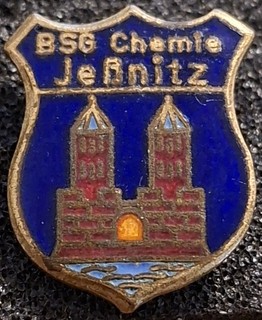 BSG chemistry Jeßnitz football pin GDR Saxony Anhalt Bartel book Raguhn