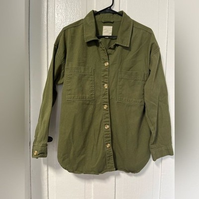 Thread & Supply Olive Green Button cotton shirt jacket size medium