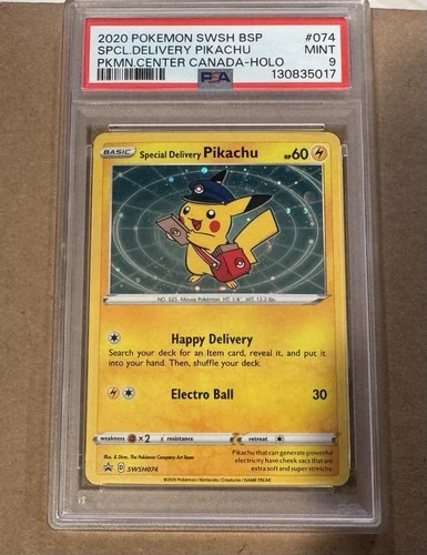 2020 POKEMON SWSH BLACK STAR PROMO #074 SPECIAL DELIVERY PIKACHU-HOLO PSA 9