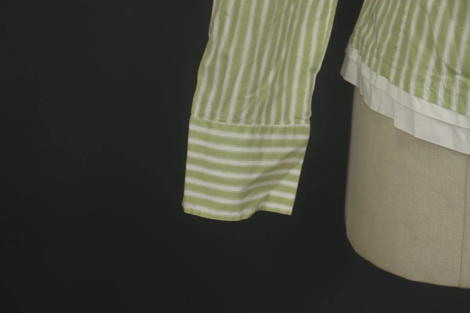 Bottega зеленый белый в полоску длинным рукавом группы воротник блузка верхний размер S / M - Изображение 4 из 4