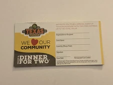 Texas Roadhouse Dinner for two $30 value TXRH coupon not gift card steak chicken