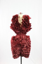 ASOS LUXE Oxblood Red Pleated Ruffle Plunge Neck Mini Halter Dress, Size 10