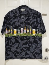 Aloha Republic Men's Hawaiian Shirt Multicolor Beer Cocktail XL Vintage