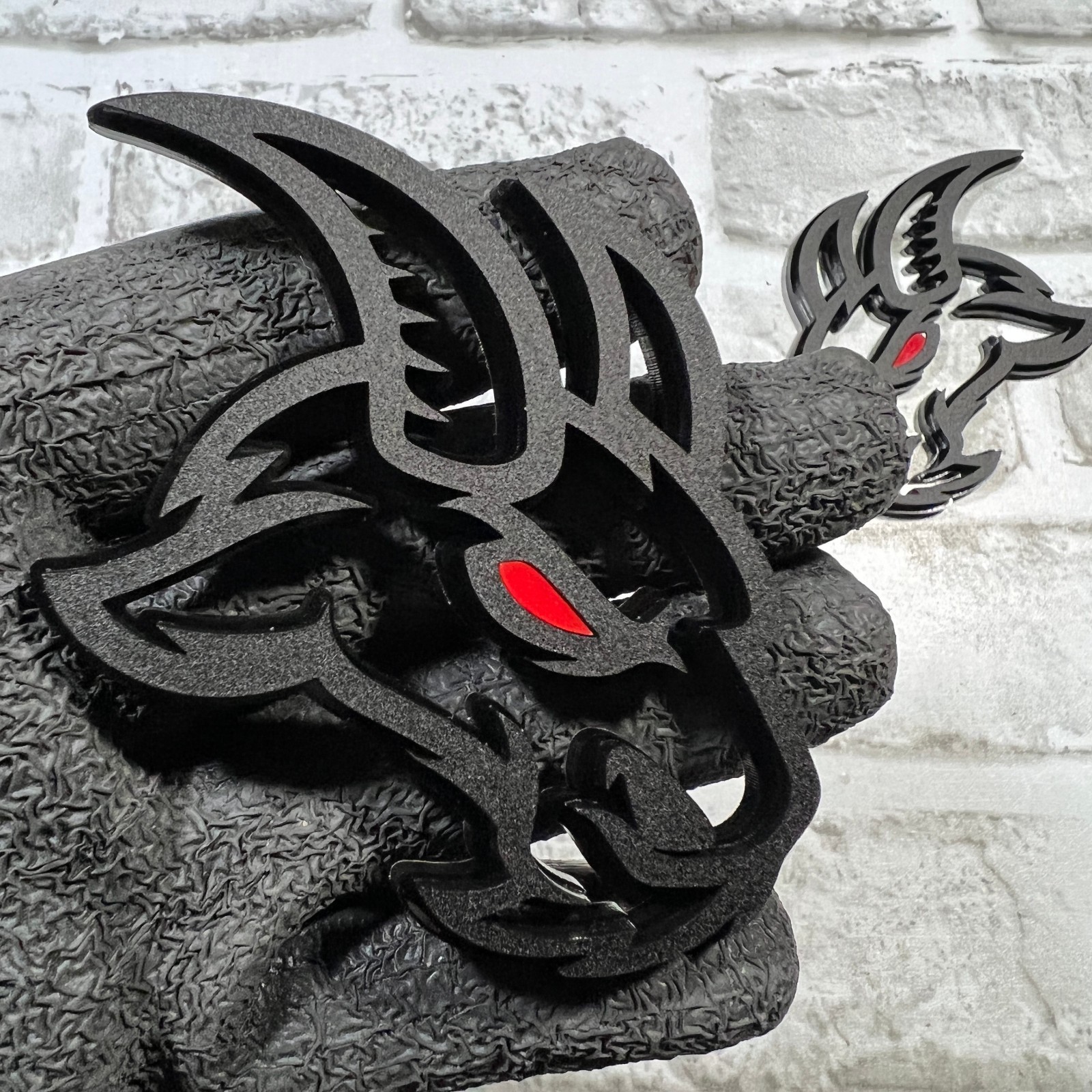 Fender Badges Angry Goat Red Eye Car Truck Badge Custom Black Emblem Pack of 2