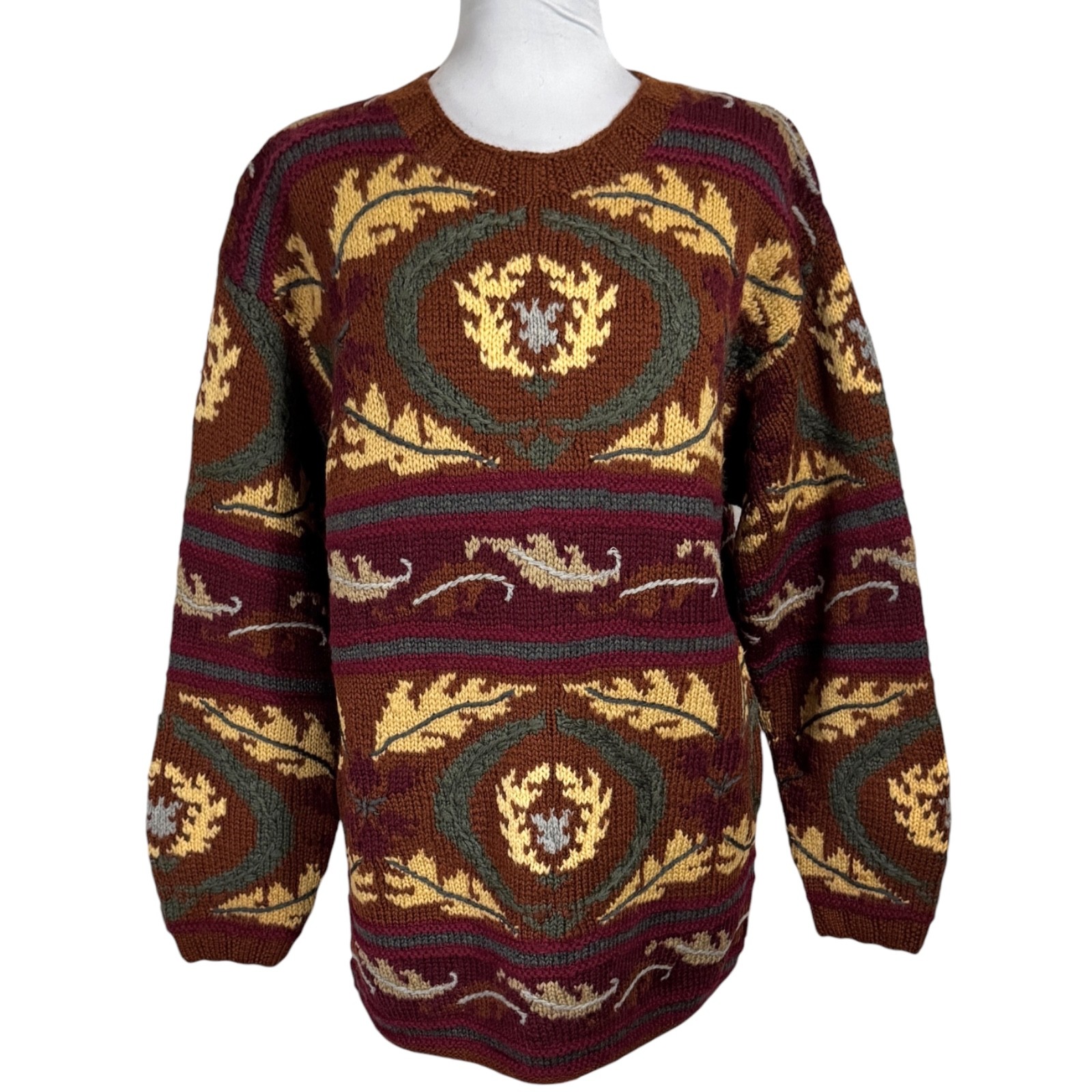 Vintage Brooks Brothers Hand Knit Wool Sweater M Oversized Heritage Lodge Cozy thumbnail 2