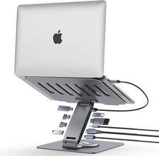 9-in-1 Laptop Docking Station Stand Dual 4K HDMI USB-C Hub Swivel Universal Dock
