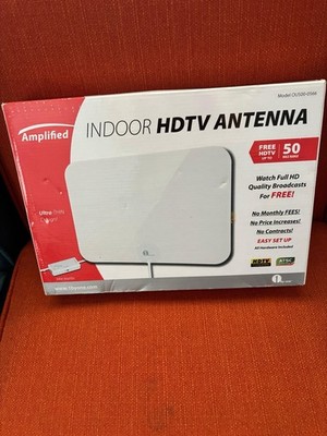 1byone OUS00-0566 Amplified Ultra-Thin HDTV Antenna White 50 Mile Range