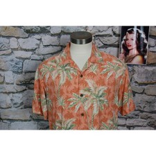 Tommy Bahama Men's Hawaiian Shirt Palm Tree Print Camp Shirt Short Sleeve XL