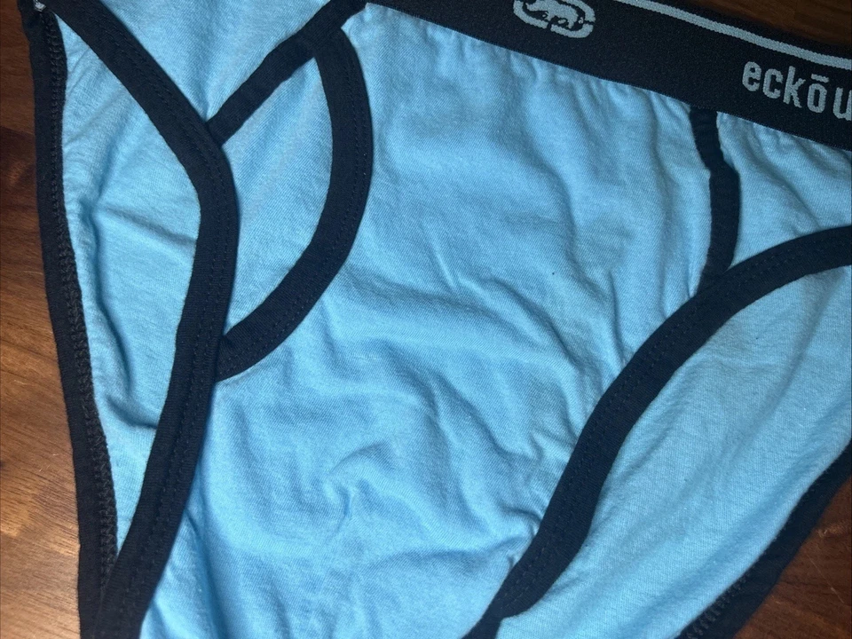 Vintage Ecko Unltd Ringer Brief For Men Teal Blue Black Size Med Soft - Image 2 of 4