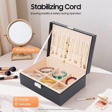 2 Layer Tabletop Jewelry Organizer Small Jewelry Box Necklace Ring Storage Case