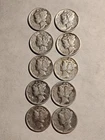 Mercury Dimes Lot Of 10 90% Silver 1 Face 1935 - 1945 Various Dates & Mints #32