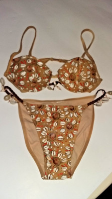 Bikini Musterteil Hingucker  caramel Muscheln  Gr. 36/38