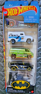 Hot Wheels DC Batman Killer Croc, Batplane, Batmobile, NEW 5-Pack Set (JKG08)