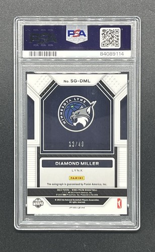 2023 WNBA Prizm Diamond Miller Rookie Auto Blue Prizm 13/49 PSA 10 Gem Lynx RC - Picture 2 of 2
