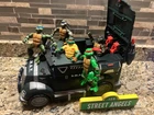 Vintage Battle Shell Armored Truck Van  & Teenage Mutant Ninja Turtles Figures