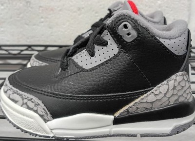 Toddler's Jordan 3 Retro Black/Fire Red-Cement Grey (TD) (DM0968 010) - 5