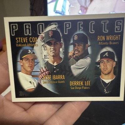 Topps 1996 Prospects Steve Cox Jesse Ibarra Derrek Lee Ron Wright Card #424