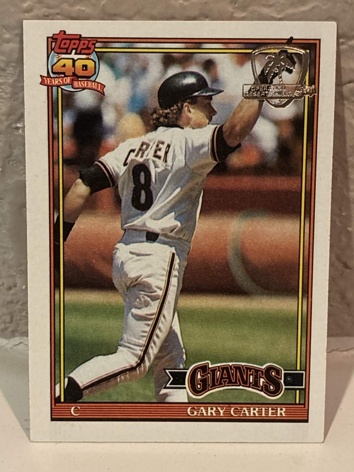 1991 Topps Desert Shield # 310 Gary Carter San Francisco Giants NRMT G