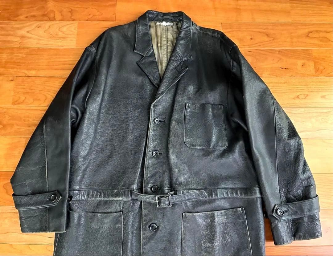 USED COMME DES GARCONS HOMME LEATHER COAT, KAWAKUBO HOMME, 80S GOOD View 4
