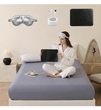 Premium Grounding Fitted Sheet - 25 Silver Infuse Fiber  Cotton gray Queen 