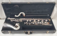 SELMER PARIS MODEL 37 PROFESSIONAL WOOD Bb BASS CLARINET TO LOW C SILVER KEYS
