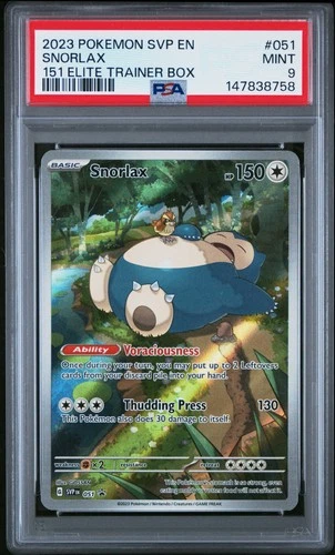 2023 POKEMON SVP EN-SV BLACK STAR PROMO 151 ELITE TRAINER BOX #051 SNORLAX PSA 9