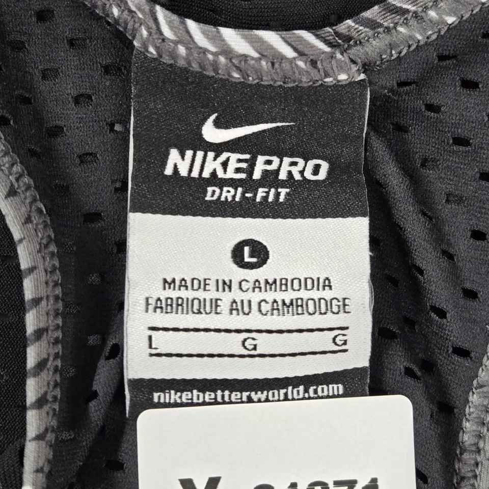 Camiseta sin mangas Nike Pro para mujer L negra geométrica Dri-Fit cuello redondo pulóver Foto 3 de 4