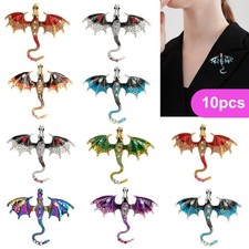 10x Enamel Dragon Brooch Vintage Punk Animal Pins for Men Women Clothing Hat Bag