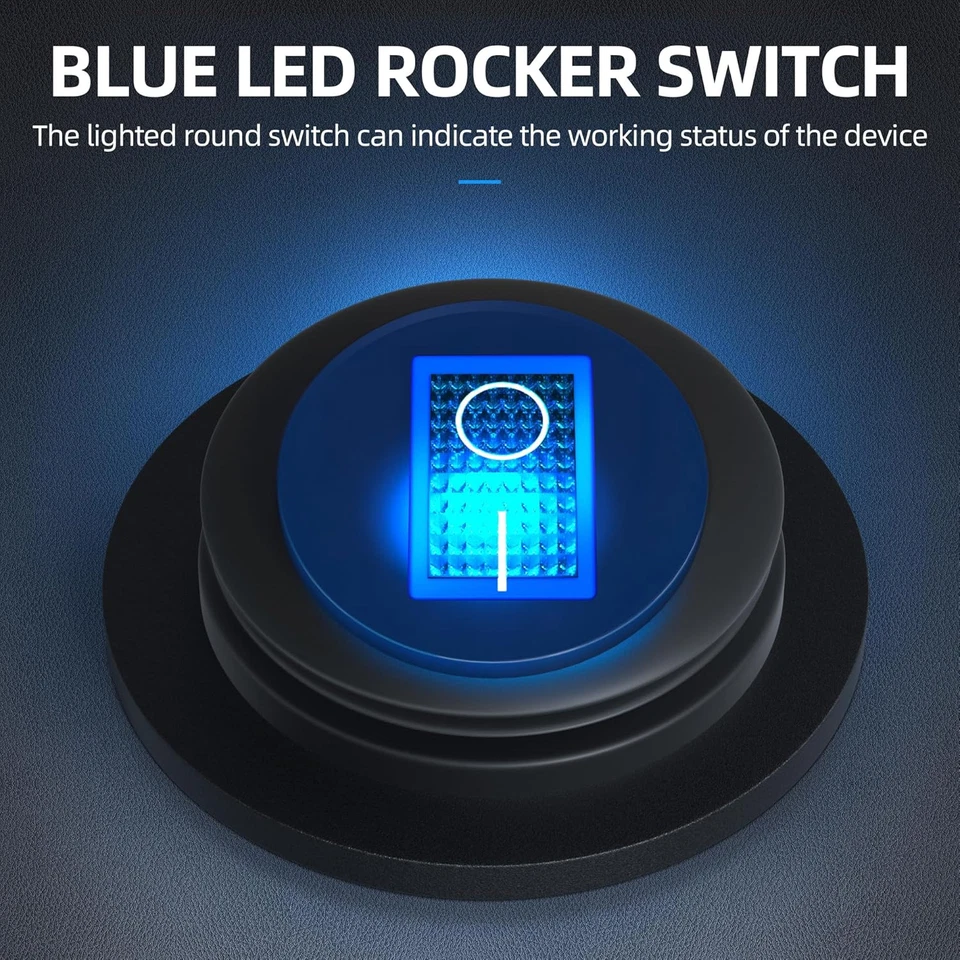 UL Listed Waterproof round Rocker Switch with Shell 12V Blue LED Rocker Toggle S - Image 3 of 4