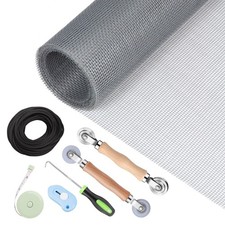 Windows Screen and Screen Door Repair Kit - 48" x118" Fiberglass Mesh Gray, Gray