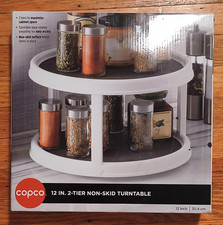 Copco 12in 2-Tier Non-Skid Rotating Lazy Susan Turntable Organizer White