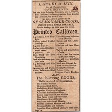 Lapsley & Ikin Impreso Calicoes Castaño St 1806 Philadelphia Recorte SAJ6-H9