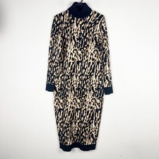 Express Women's Leopard Turtleneck LS Midi Sweater Dress Size M Multicolor
